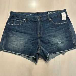 NWT Gap 1969 Original Best Girlfriend Denim Shorts Distressed Indigo wmns 32 reg